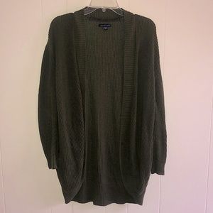 Long, dark green, AE cardigan